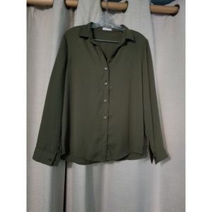 Dark Olive Chiffon Blouse